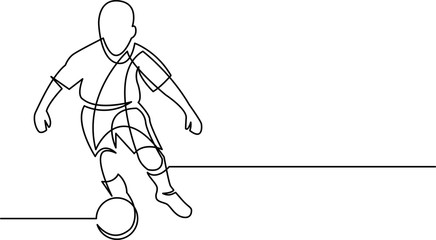 Wall Mural - continuous line drawing of youth soccer player