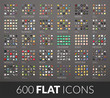 Large icons set, 600 vector pictogram of flat colored with shadows