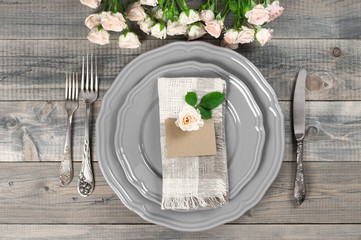 Wall Mural - Table setting in gray