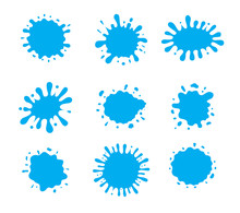 Vector Silhouette Of Water Splash Blue Color Set. Ideal For Logo Or Symbol And Web Icons.