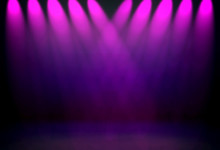 Empty Stage With Purple Spotlight Background