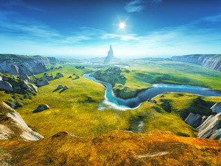 a colorful fantasy landscape