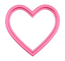Pink Heart Picture Frame Isolated On White. 3D Illustration.