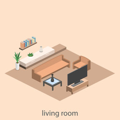 Wall Mural - isometric interior of a modern living room