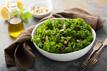 Wall Mural - Fresh healthy salad with kale and cranberry