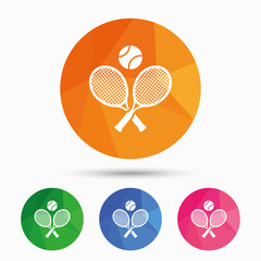 Tennis rackets with ball sign icon. Sport symbol