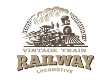 Locomotive Logo Illustration, Vintage Style Emblem