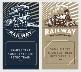 Locomotive poster illustration, vintage style emblem