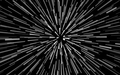 Wall Mural - radial white concentric particles on black background zoom effect