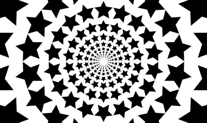 Wall Mural - radial black concentric stars on white background