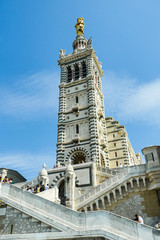 Wall Mural - Basilica Notre Dame de la Garde and old port Marseille