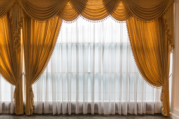 Golden and white curtains