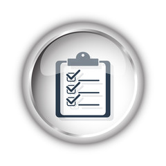 Wall Mural - Web button with black Clipboard Checklist icon on white backgrou