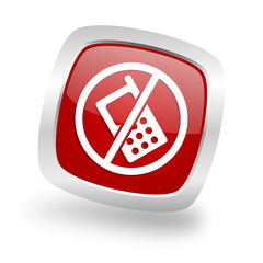 Poster - no phone square red glossy chrome silver metallic web icon