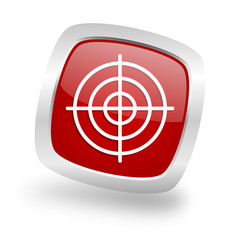 Poster - target square red glossy chrome silver metallic web icon
