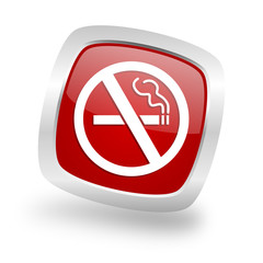Poster - no smoking square red glossy chrome silver metallic web icon