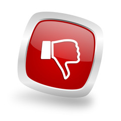 Poster - dislike square red glossy chrome silver metallic web icon