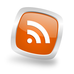 Aufkleber - rss square orange glossy chrome silver metallic web icon