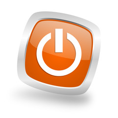 Fototapete - power square orange glossy chrome silver metallic web icon