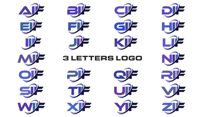 3 letters modern generic swoosh logo AIF, BIF, CIF, DIF, EIF, FIF, GIF, HIF, IIF, JIF, KIF, LIF, MIF, NIF, OIF, PIF, QIF, RIF, SIF, TIF, UIF, VIF, WIF, XIF, YIF, ZIF