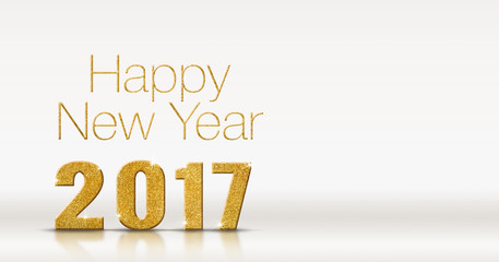 Poster - Happy new year 2017 gold glitter texture on white studio room ba