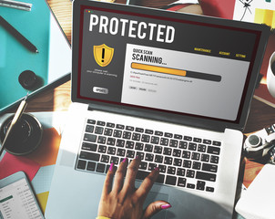 Wall Mural - protected hacking internet digital concept