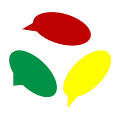 Speech bubble icon. Isometric style of red, green and yellow icon.