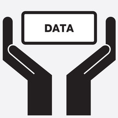 Hand showing data sign icon. Vector illustration.