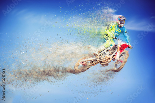 Motocross dissolving Billede på lærred