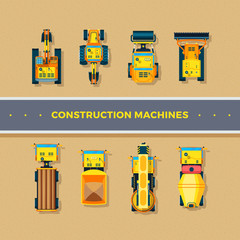 Canvas Print - Construction Machines Top View 