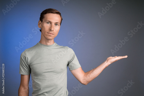 Man Holding Something On His Palm Buy This Stock Photo And Explore