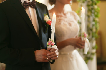 bride and groom in church