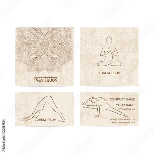 Set Of Business Card For Yoga Studio Or Yoga Instructor Buy