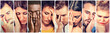Leinwandbild Motiv Collage group of sad depressed people. Unhappy men women