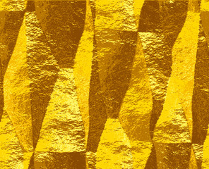 Wall Mural - Abstract crumpled gold pattern of folded brushed foil.  Wrinkled metal foil with light reflections