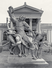 Statue Of Laocoon And His Sons, Also Called The Laocoon Group, Is A Monumental Marble Sculpture. Statue In Municipal Park Of Odessa.