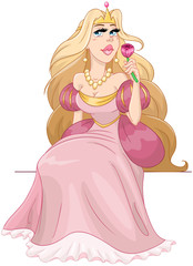 Wall Mural - Blond Princess Smells A Rose