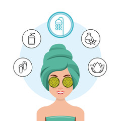 Sticker - beauty spa set flat icons vector illustration design