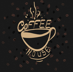 beautiful hand drawn graphic fashion illustration: cup of coffee.