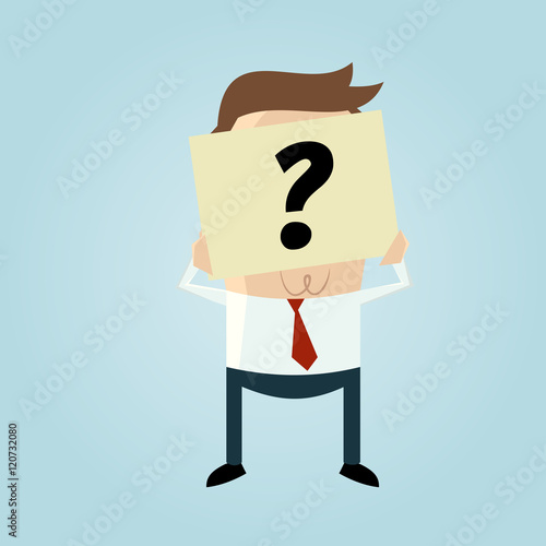 Fotografía businessman hiding his face behind a question mark note