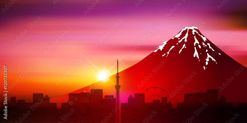 富士山 東京 風景 背景 Wall Mural Wallpaper Murals J Boy