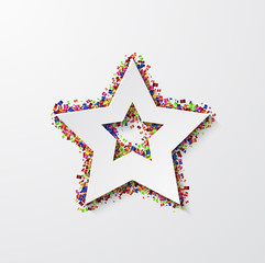 Sticker - Vector modern star with confetti on white