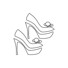 Wall Mural - Elegant women high heel shoe icon in outline style isolated on white background vector illustration
