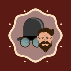 flat design hipster fashion  man emblem image vector illustration 