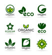 Eco food, organic products and ecology. Set of logo design elements (18)