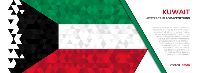 Abstract polygon Geometric Shape background.Kuwait flag