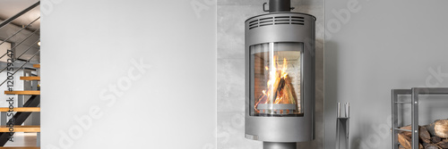 Fotomural Functional and modern fireplace