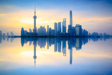 Poster - Shanghai skyline in the morning, Shanghai China