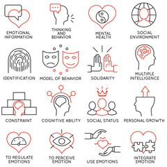 vector set of 16 icons related to business management, strategy, career progress and business proces