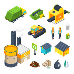 Wall Mural - Garbage Isometric Icon Set